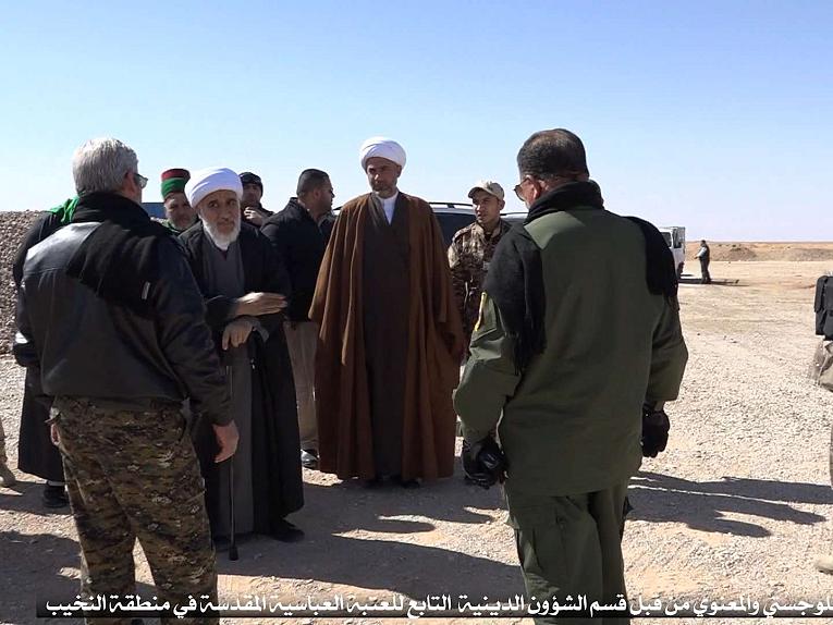 تقديم الدعم اللوجستي والمعنوي من فبل قسم الشؤون الدينية التابع للعتبة العباسية المقدسة في منطقة النخيب